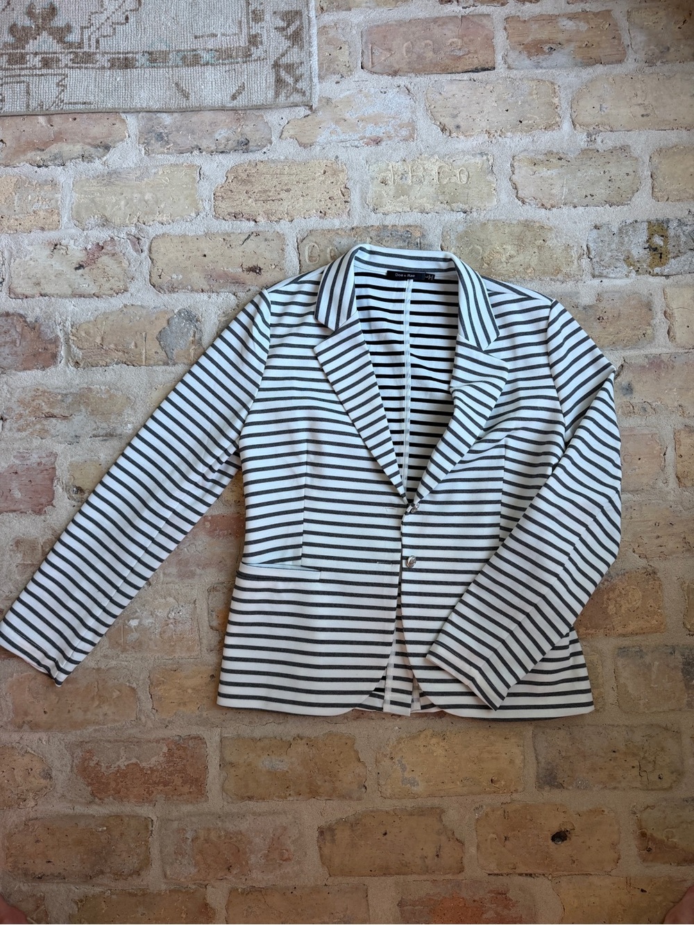 Doe & Rae Black and White Striped Blazer Jacket